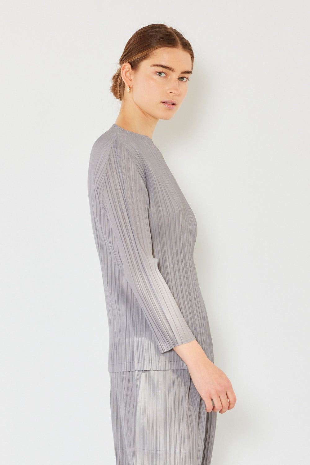Pleated Long Sleeve Boatneck Top - Various Colors