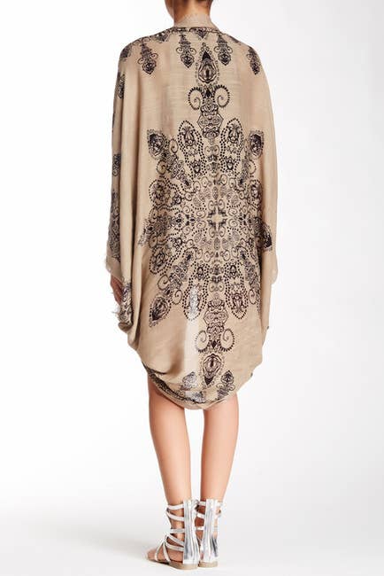 Dolly Mandala Henna Print Cocoon Kimono Khaki/Black