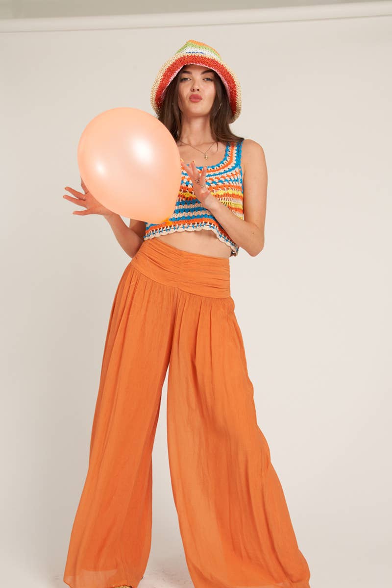 High Waisted, Wide Leg Flowing Pants - Choose Your Color