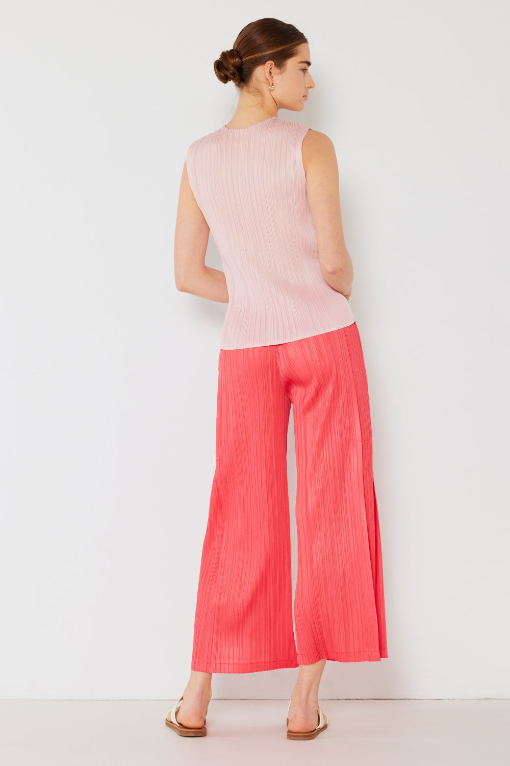 Pleated Wide-Leg Pants with Side Pleat Detail - Various Colors