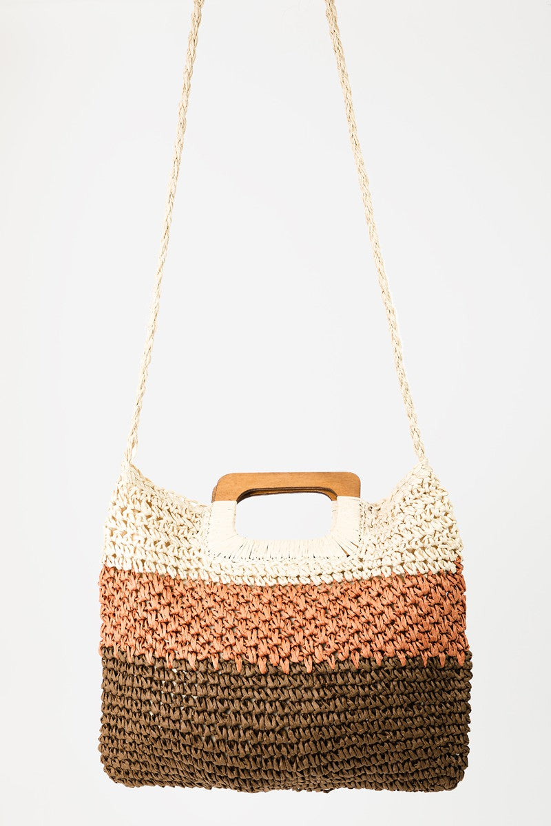 Color Block Double Braided Tote Bag