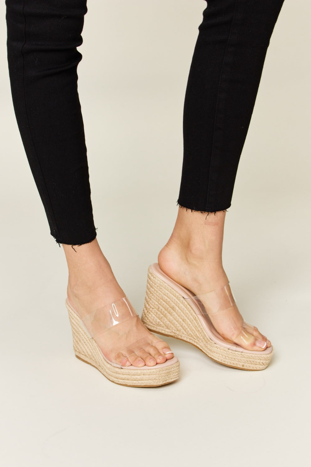 Forever Link Clear Strap Espadrille Platform Wedge Sandals - clear