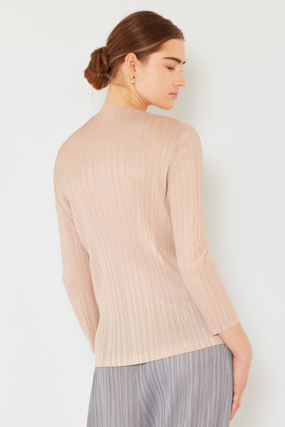 Pleated Long Sleeve Boatneck Top - Various Colors