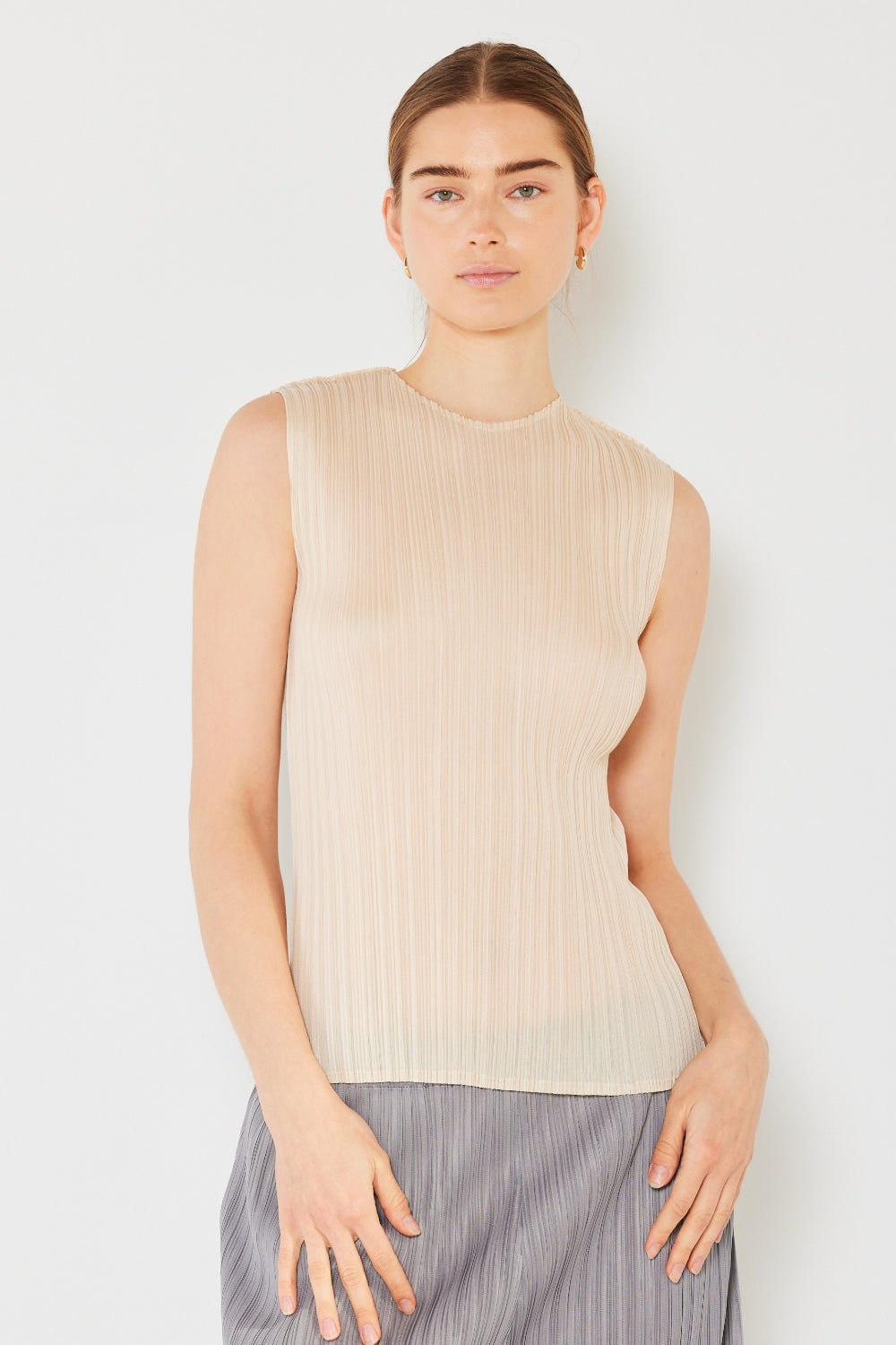 Pleated Sleeveless Crewneck Tank - Various Colors