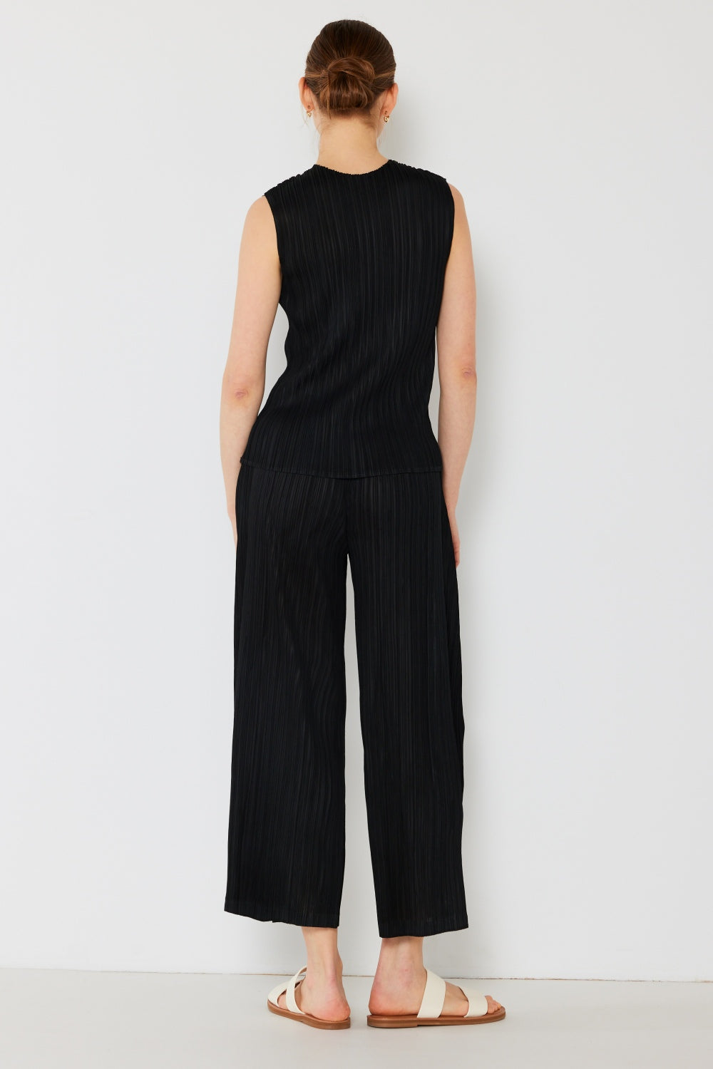 Pleated Wide-Leg Pants with Side Pleat Detail - Various Colors