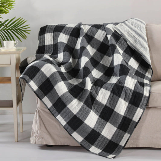 Camden Quilted Throw -  buffalo gingham
