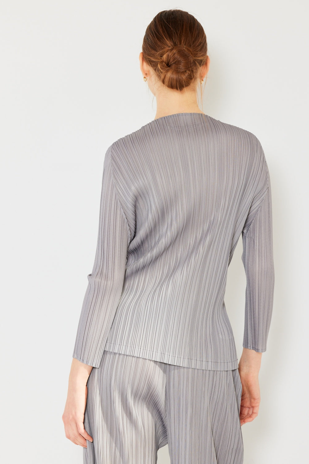 Pleated Long Sleeve Boatneck Top - Various Colors