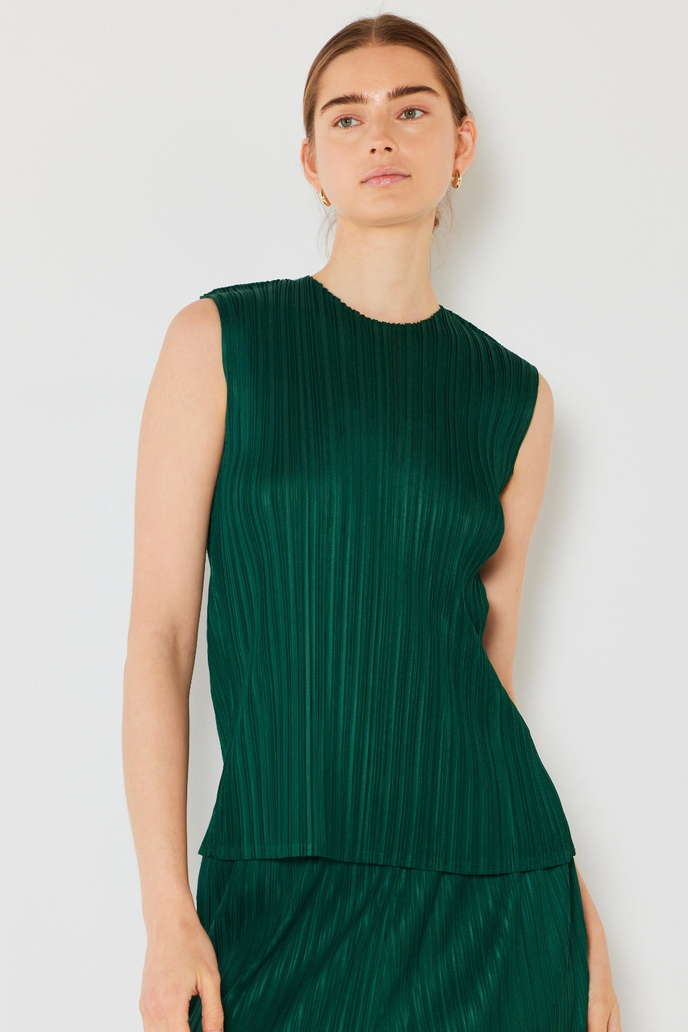 Pleated Sleeveless Crewneck Tank - Various Colors