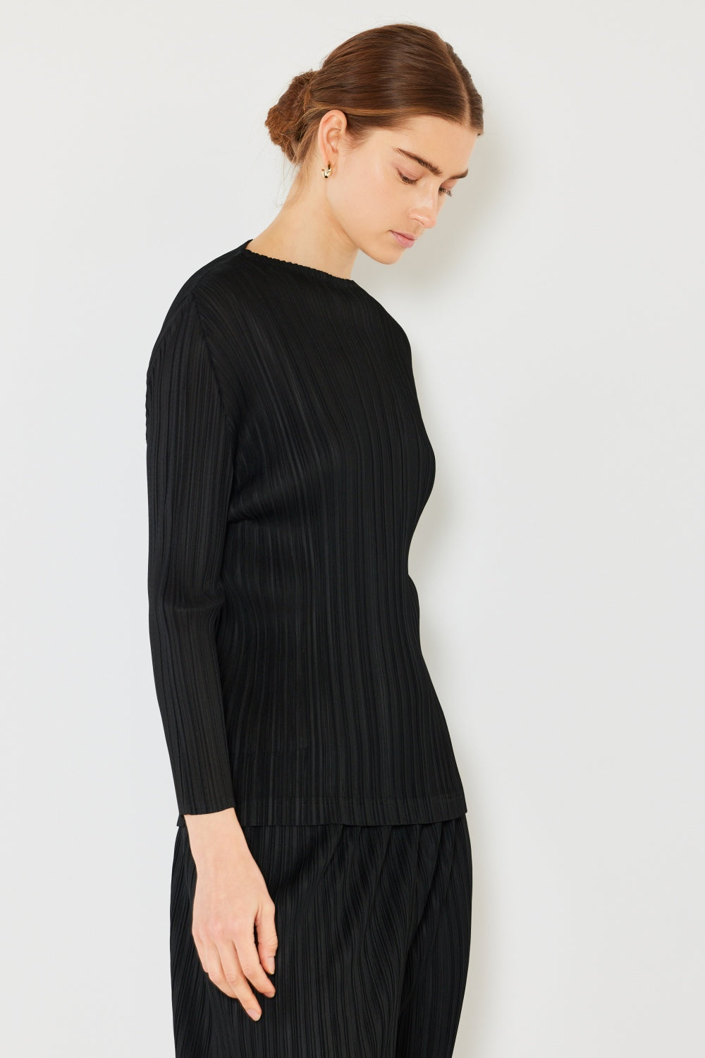 Pleated Long Sleeve Boatneck Top - Various Colors